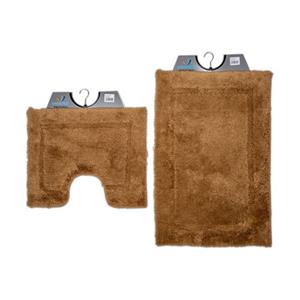 Wicotex badmat Set Met Toiletmat-wc Mat-met Uitsparing Taupe Uni-antislip Onderkant