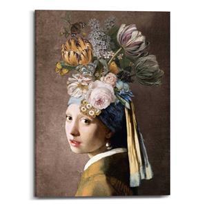 Reinders! Artprint op linnen Vermeer Blumenmädchen mit dem Perlenohrring