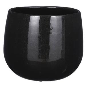 Mica Decorations Plantenpot - keramiek - zwart glans - D18|H16 cm
