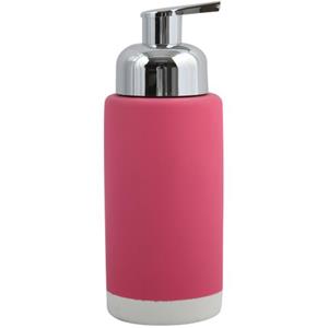 MSV Zeeppompje/dispenser Enzo - Keramiek - Fuchsia Roze/zilver - 18 Cm