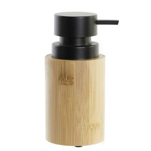 Items Zeeppompje/dispenser - Bamboe/rvs - Hout/zwart - 16 Cm