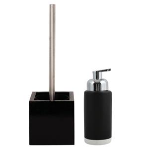 MSV Badkamer Accessoires Set - Zwart - Wc-borstel/zeeppompje