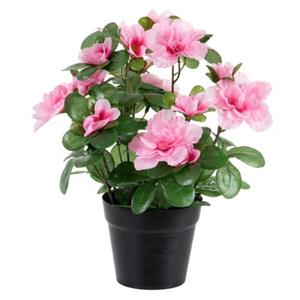 Louis maes Kunstplant - Azalea - In Pot - Roze - H25 Cm