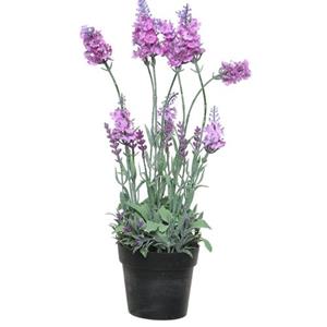 Everlands Lavendel Kunstplant In Pot - Roze Paars - D18 X H38 Cm