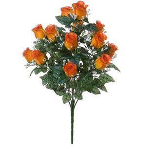 Louis maes Kunstbloemen Boeket Rozen/gipskruid - Oranje - H56 Cm