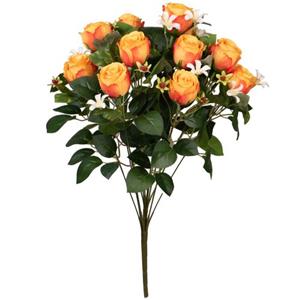 Louis maes Kunstbloemen Boeket Rozen - Oranje - H49 Cm