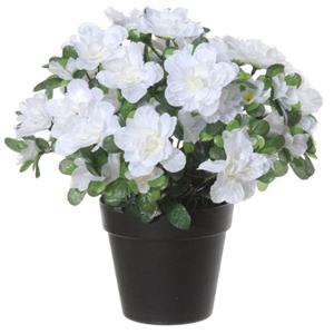 Louis maes Azalea Kunstplant - In Pot - Wit - H28 Cm