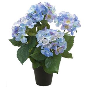 Emerald Hortensia Kunstplant In Kunststof Pot - Blauw - 40 Cm