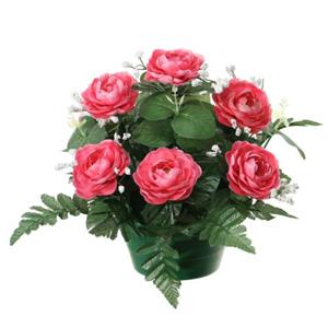 Louis maes Kunstbloemen Plant Rozen In Pot - Roze - 25 Cm