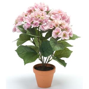 Emerald Kunstplant Hortensia - Roze - In Pot - 40 Cm