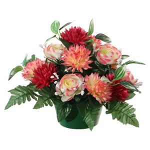 Louis maes Kunstbloemen Ranonkels/asters In Pot - Multi Kleuren - 25 Cm