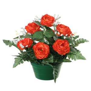 Louis maes Kunstbloemen Plant Rozen In Pot - Rood - 25 Cm