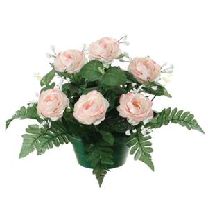 Louis maes Kunstbloemen Plant Rozen In Pot - Lichtroze - 25 Cm