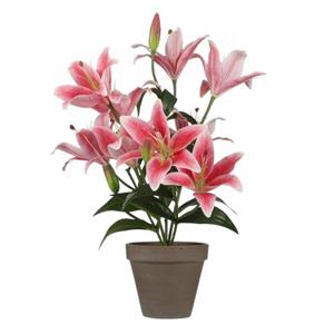 Mica Decorations Kunstplant - Tijgerlelie - Fuchsia Roze - 47 Cm