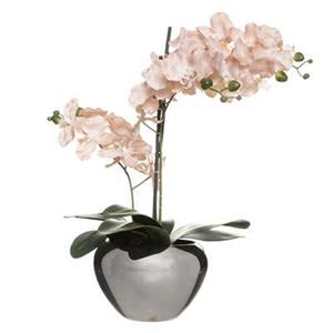 ATMOSPHERA Kunstplant Orchidee - Roze Bloemen In Zilveren Pot - H57 Cm