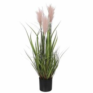 Mica Decorations Kunstplant - Siergras - Groen/roze - H80 X D35 Cm