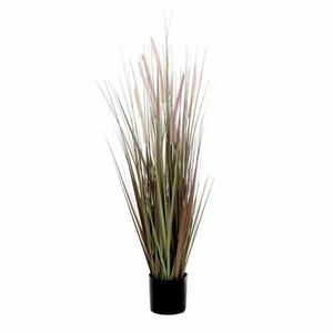 Mica Decorations Kunstplant Dogtail Siergras - 90 Cm - In Zwart Pot