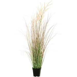 Louis maes Quality Kunstplant - Siergras Met Pluim - Groen/bruin - 105 Cm
