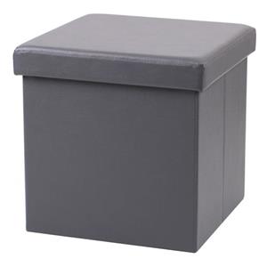 Urban Living Poef/hocker/opbergbox - Grijs - Mdf - 38 X 38 Cm