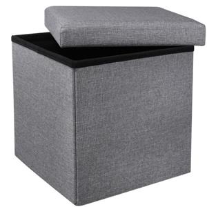 HI Poef/hocker/opbergbox - Grijs - Mdf - 38 X 38 Cm