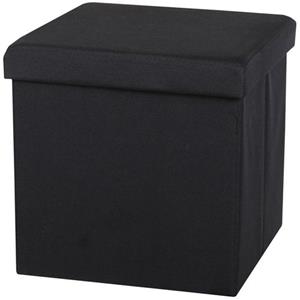 Urban Living Poef/hocker/opbergbox - Zwart - Mdf - 37 X 37 Cm