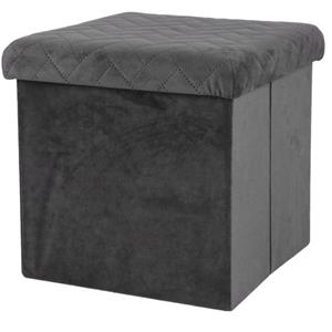 Urban Living Poef/hocker/opbergbox - Velvet Donkergrijs - Mdf - 38 X 38 Cm