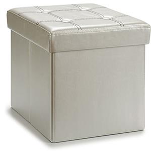 Giftdecor Poef/hocker/opbergbox - Zilvergrijs - Mdf - 31 X 31 Cm