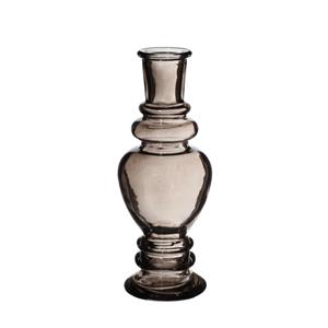 Ideas 4 Seasons Bloemenvaas Venice - kleine stelen/boeketten - gekleurd glas - helder grijs smoke - D5,7 x H15 cm -