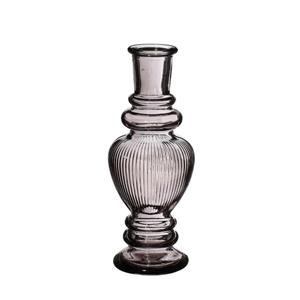 Ideas 4 Seasons Bloemenvaas Venice - kleine stelen/boeketten - gekleurd glas - ribbel grijs smoke - D5,7 x H15 cm -