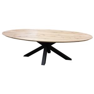 HomingXL Eettafel ovaal eiken onbehandeld | 200 x 110 x 78 cm | Bladdikte 5,5 cm | Matrixpoot