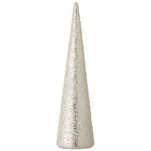 J-Line Kerstboom - Kegel parel glas - wit & zilver - 36 cm