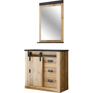 Home affaire Halmeubelset Sherwood met schuurdeurbeslag, apothekersgrepen van metaal, breedte ca. 93 cm (2 stuks)