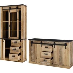 Home affaire Wandmeubel Sherwood Schuurdeurbeslag en apothekersgrepen van metaal, hoogte 201 cm (2 stuks)
