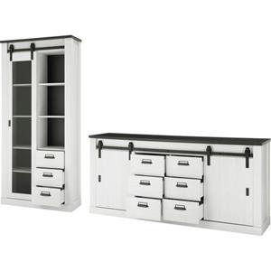 Home affaire Wandmeubel Sherwood Schuurdeurbeslag en apothekersgrepen van metaal, hoogte 201 cm (2 stuks)