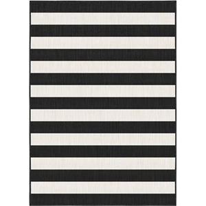 Eva Interior Interieur05 Buitenkleed Stripes zwart|wit dubbelzijdig - 200x290 cm