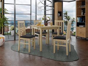 Mobistoxx Eettafel AMENO 80>110 cm sonoma met 4 stoelen en zwarte kussens