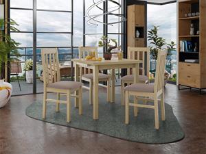 Mobistoxx Eettafel ALITORA 80>110 cm sonoma met 4 stoelen en taupe kussens