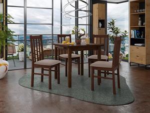 Mobistoxx Eettafel ALITORA 80>110 cm bruin met 4 stoelen en taupe kussens