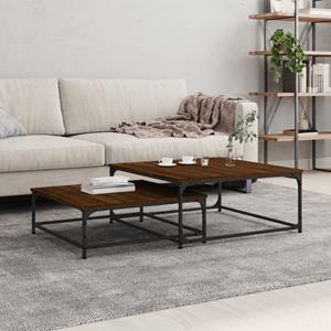 VidaXL 2-delige Tafeltjesset bewerkt hout bruin eikenkleur