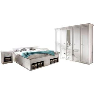 Home affaire Slaapkamerserie California groot: bed 180 cm, 2 nachtkastjes, 5-deurs kledingkast (set, 4 stuks)