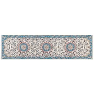 BELIANI Vloerkleed polyester beige/blauw 80 x 300 cm GORDES