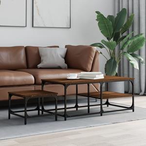 VidaXL 2-delige Tafeltjesset bewerkt hout bruin eikenkleur
