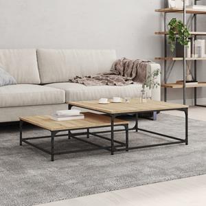 VidaXL 2-delige Tafeltjesset bewerkt hout sonoma eikenkleurig