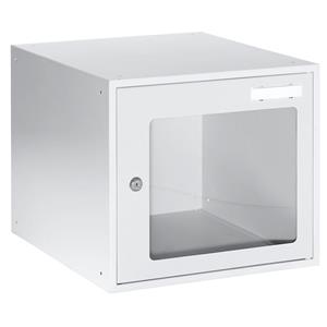 Eurokraft basic Privé-vakkubus met zichtvenster, h x b x d = 350 x 400 x 450 mm, deurframe lichtgrijs RAL 7035