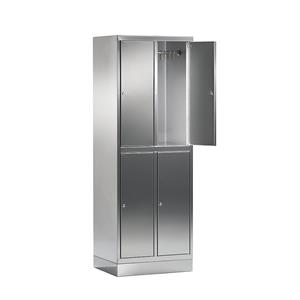 Roestvast stalen kast, garderobekast, 4 vakken, h x b x d = 1800 x 625 x 500 mm
