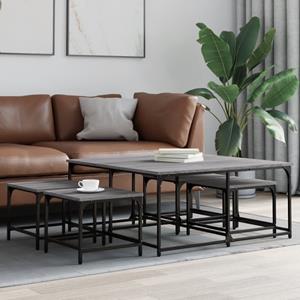 VidaXL 5-delige Tafeltjesset bewerkt hout grijs sonoma