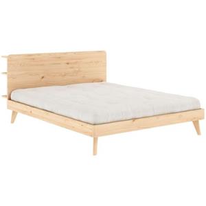 Karup Design Bettgestell "RETREAT BED", aus Kiefer massiv mit Lattenrost, Kopfteil mit 3 Ablagen