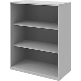 BARI boekenkast, 3 OH, 2 legborden, spaanplaat, B 819 x D 430 x H 1117 mm, lichtgrijs