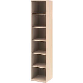 BARI boekenkast, 6 OH, 5 legborden, spaanplaat, B 427 x D 430 x H 2174 mm, ahorndecor