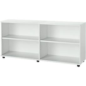 Schäfer Shop Select Boekenkast van hout, 2 legborden, B 1600 mm x D 421 x H 750 mm, lichtgrijs